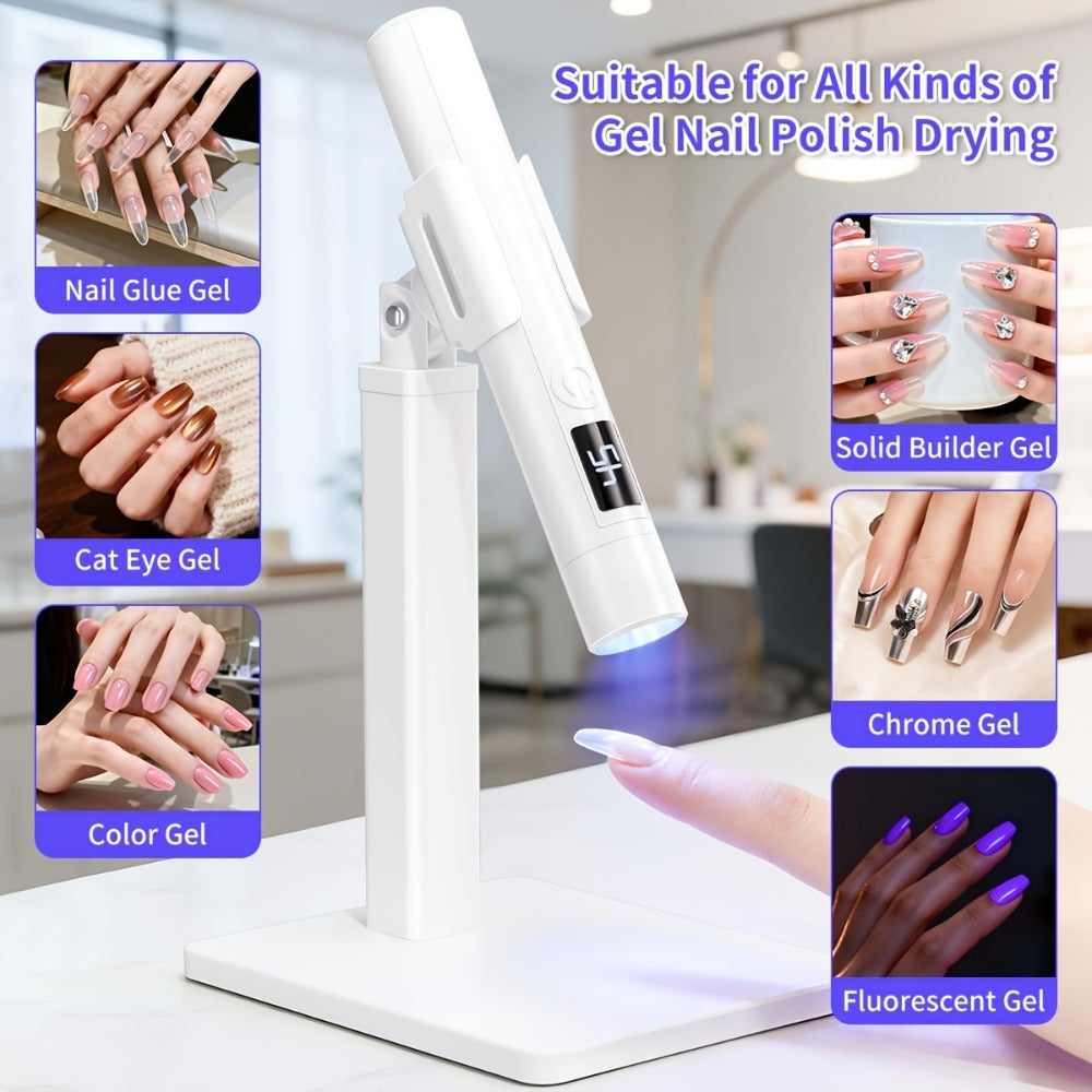 Portable LED Nail Stamper Lamp with 4 Heads, DIY French Manicure & Nail Sticker Decor Kit, One-Step for Press-on Stickers & Nail Art, Rechargeable Home Travel Manicure Set, Gift for Beginners