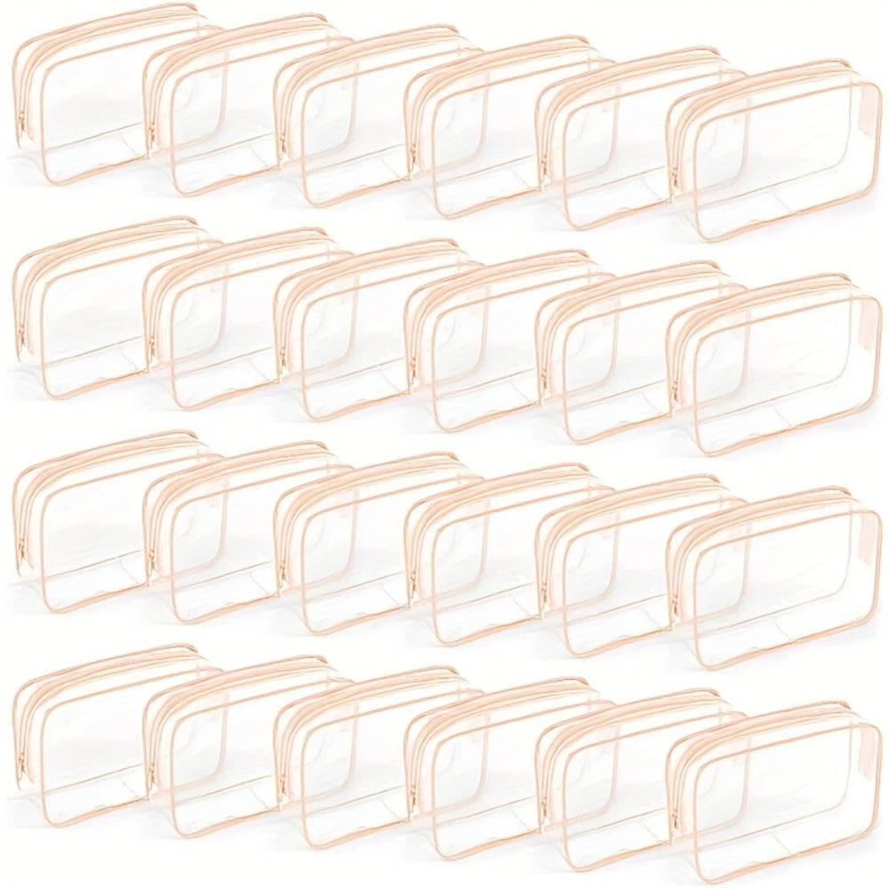 TSA Approved Clear Toiletry Bags Set of 24 Transparent Travel Makeup Organizer Pouches Medium Size Airport Security Quart Bag White Rose Red