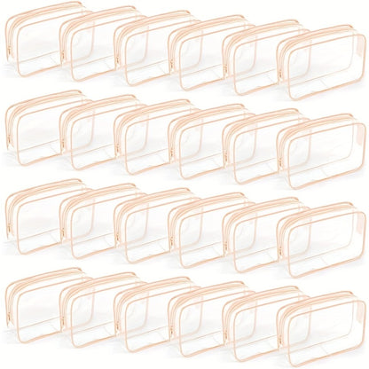 TSA Approved Clear Toiletry Bags Set of 24 Transparent Travel Makeup Organizer Pouches Medium Size Airport Security Quart Bag White Rose Red