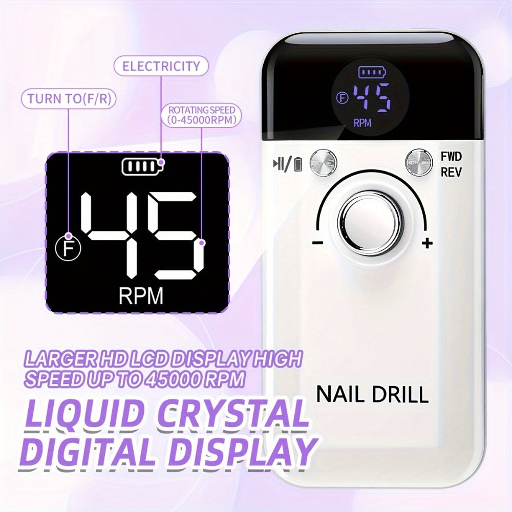 45, 000 RPM Electric Nail Drill Machine for Manicures Featuring an LCD Display, Rechargeable And, Designed for Gel Nails