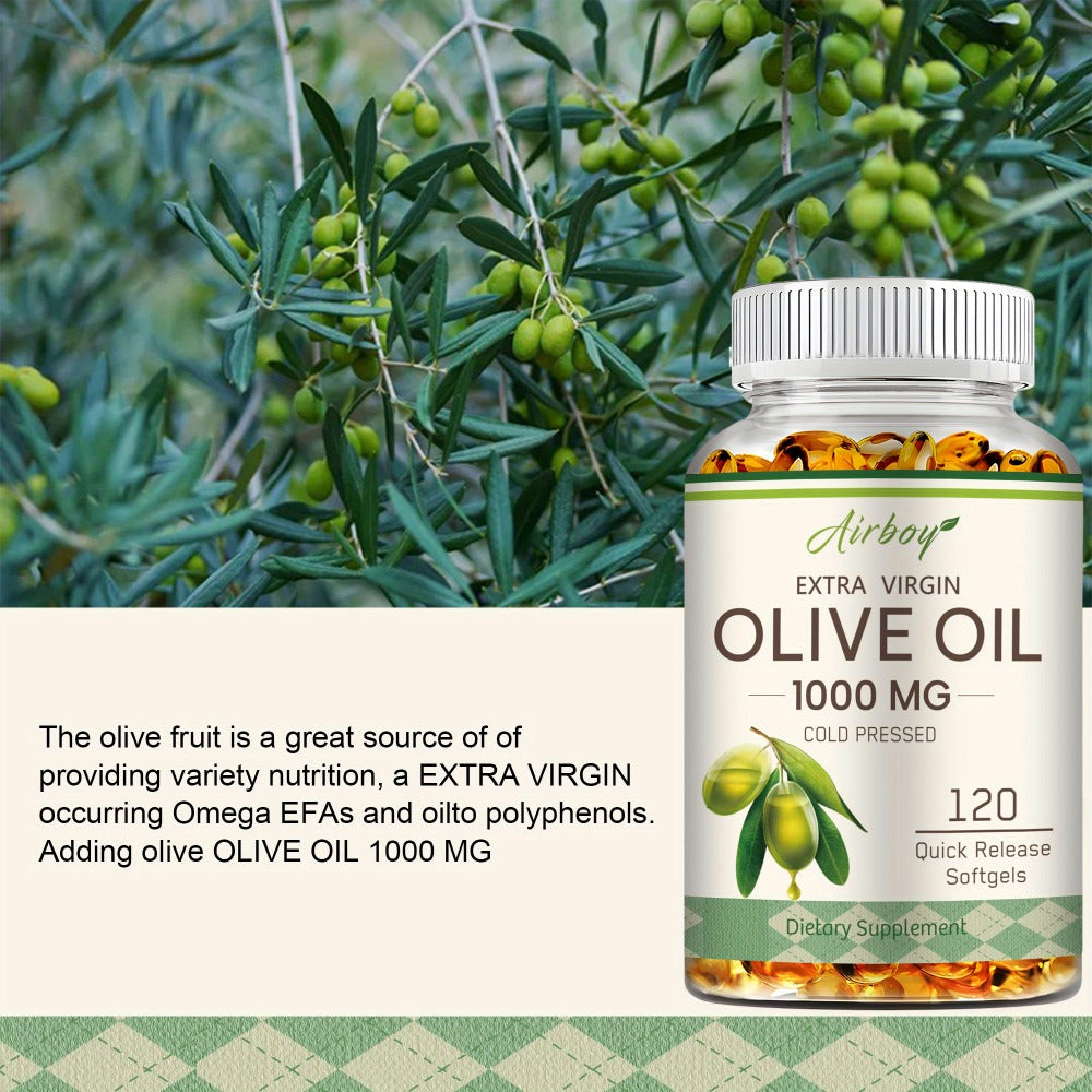 Capsules of Extra Virgin Olive Oil - Containing Omega-9, Omega-6, And Palmitic Acid, Cardiovascular Wellness - High-Quality Supplement - 120pcs