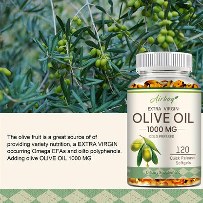 Extra Virgin Olive Oil Capsules 120 Softgels with Omega-9 Omega-6 & Palmitic Acid — Heart Health Cardiovascular Wellness & Antioxidant Support Supplement for Women and Men | 1 or 2 Bottle Options