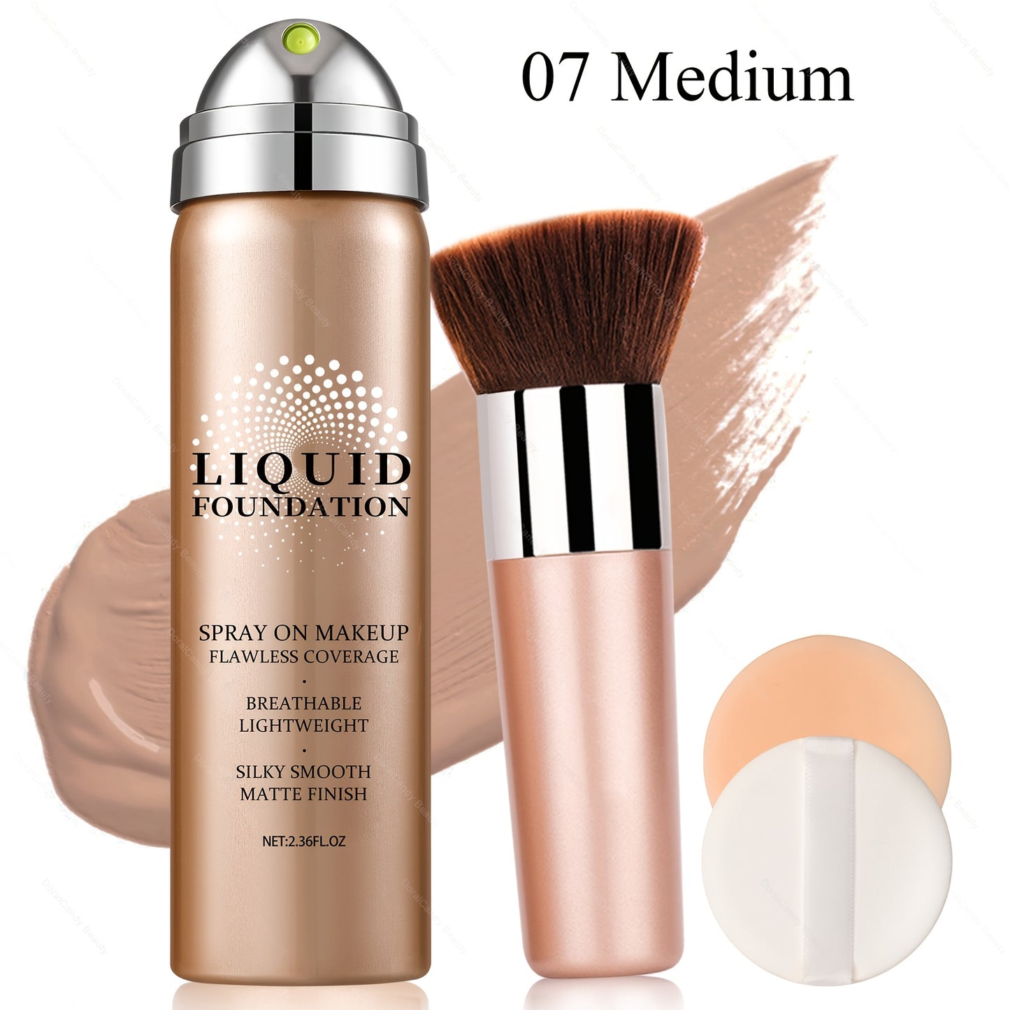 Liquid Foundation Airspray Kit — Full Coverage & Long-Lasting Finish | 6 Shades | Natural Beige Nude Porcelain Tan Medium | Daily & Party Makeup