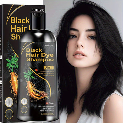 Hair Dye Shampoo 3-in-1 Natural Plant Formula Gray Hair Coverage Long-Lasting Color Deep Moisturizing Gentle Non-Irritating Plant-Based Hair Color Shampoo Brown Chestnut Black for Men Women