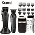 Kemei 3pcs/1Set USB Rechargeable Men'S Professional Electric Hairdresser And Razor Set - High-Precision Cordless Grooming Set with Beard Trimmer for A Close Shave Suitable for Home And Salon Use Ideal Gift for Dad!