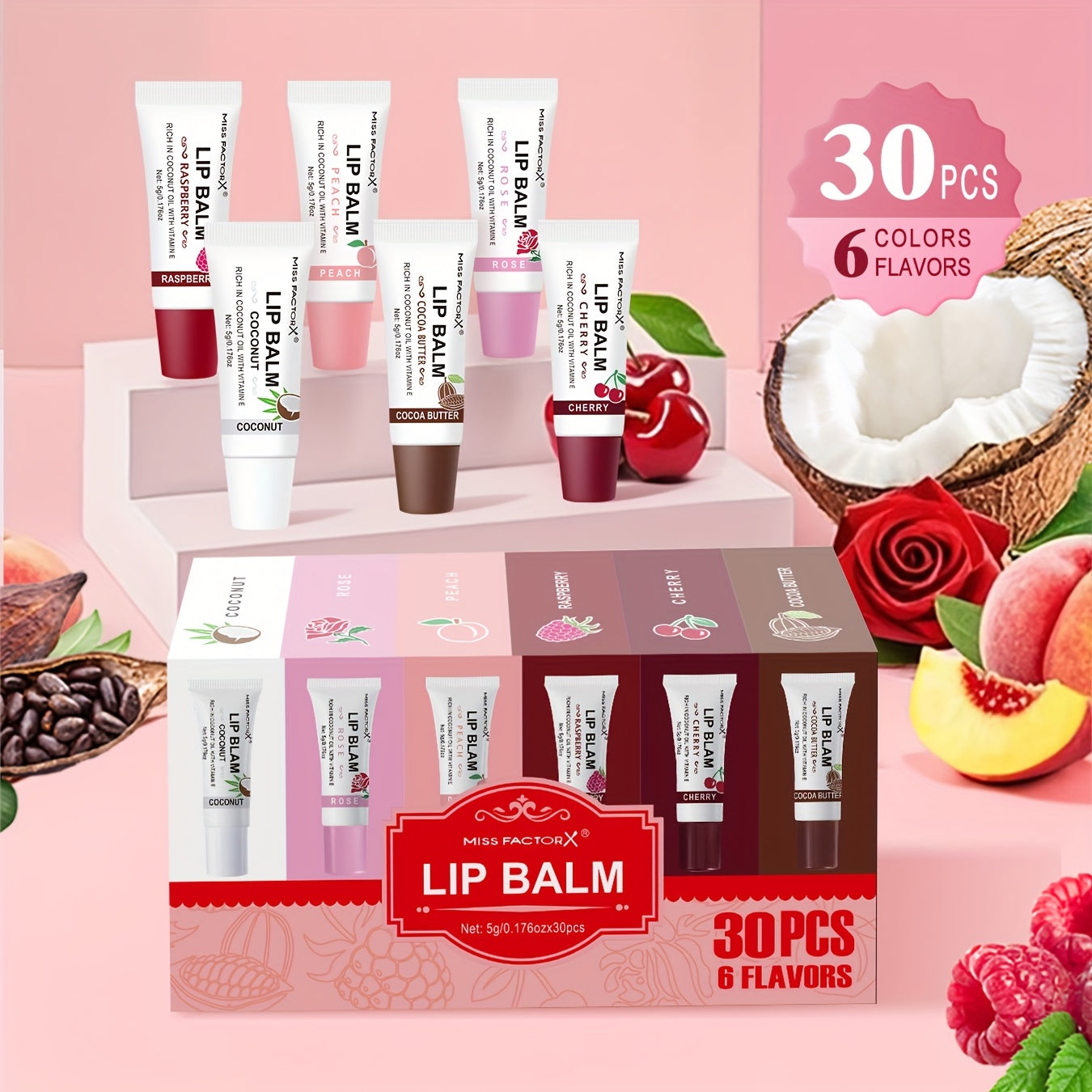 30pcs/box 6-color Lip Gloss Set, with Glossy Liquid Lipstick, Moisturizing Lip Gloss, High-efficiency Lip Gloss, Shiny Anti-transfer, Long-lasting Waterproof Lip Gloss, Suitable for Women - Unique Gift for Ladies, Perfect Mother's Day Gift