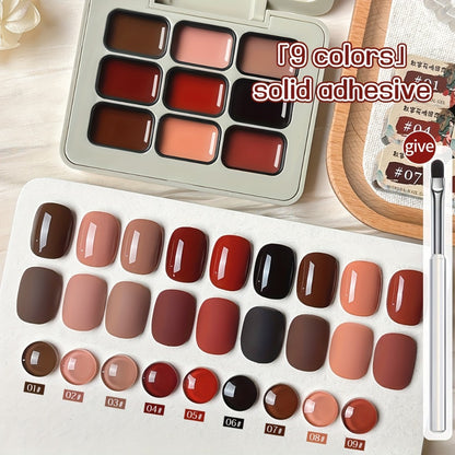 Gel Nail Polish Set 9 Colors Autumn Harvest High Saturation Long-Lasting Soak Off LED Alcohol-Free Solid Gel Polish Kit for Salon & Home Manicure with Light Therapy Pen