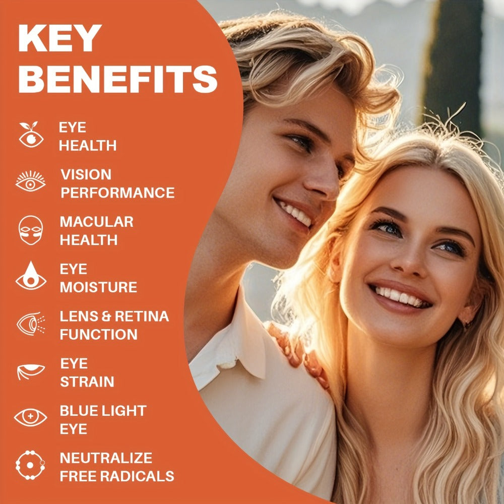 MEGNETA Eye Vitamins Lutein And Zeaxanthin Supplements, 24685 Per Serving | 60 Capsules, Enhanced with Astaxanthin, Omega-3, Bilberry And Resveratrol, Eye Vitamins & Vision Health Support