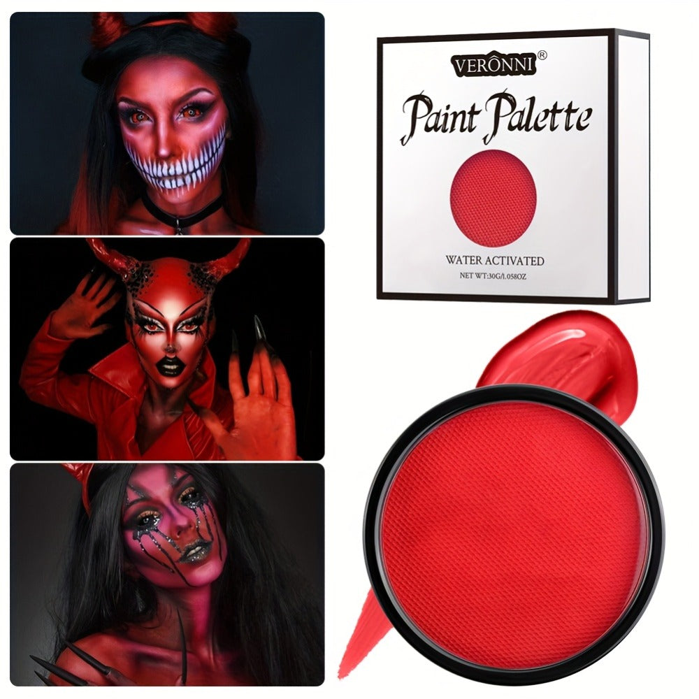 Water Based Face Paint Kit, Black & White Water Activated Face Body Painting Makeup Palette Cosplay Halloween Paint Palette with 10 Brushes