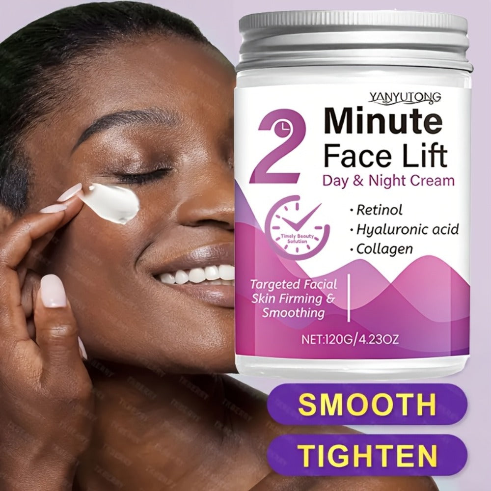 2-Minute Facial Lifting Day And Night Cream, Containing Hyaluronic Acid, Collagen Quick Moisturizing Cream, Suitable for All Skin Tones, 2-Minute Firming And Smoothing