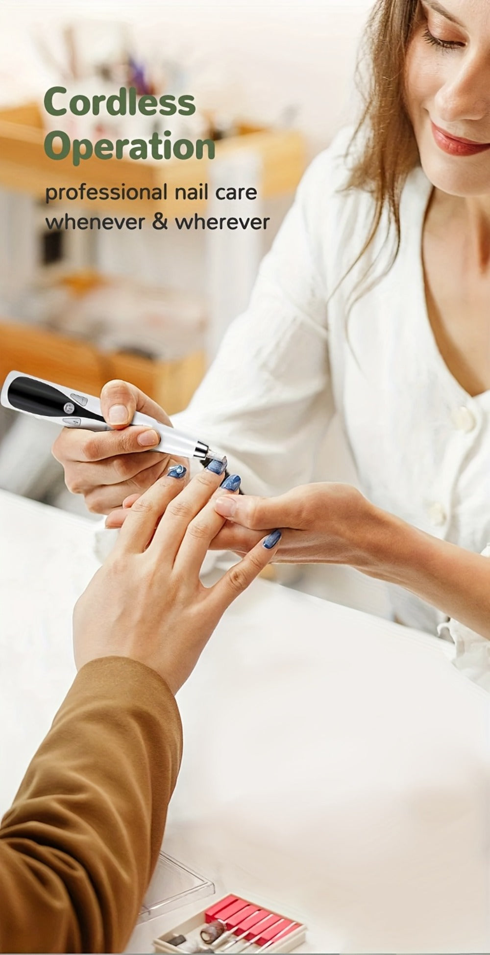 2025 Enhanced Electric Nail File, Featuring 12 Grinding Tips, Compact Home Manicure with Stand