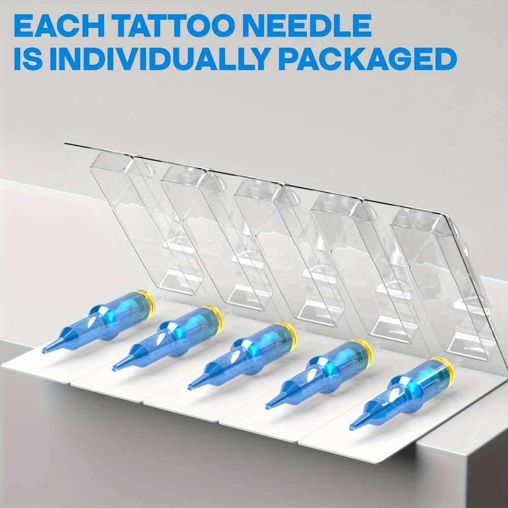 Tattoo Cartridge Needles 50Pcs - POSEIDON V3 Round Liner & Round Shader Membrane Safety Cartridges 12RL 12RS Sterile Disposable Needles for All Tattoo Machines