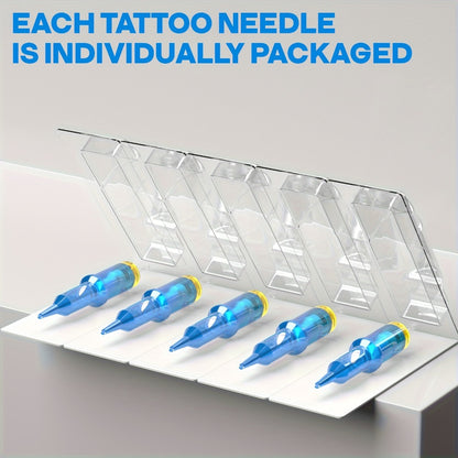 Tattoo Cartridge Needles 50Pcs - POSEIDON V3 Round Liner & Round Shader Membrane Safety Cartridges 12RL 12RS Sterile Disposable Needles for All Tattoo Machines