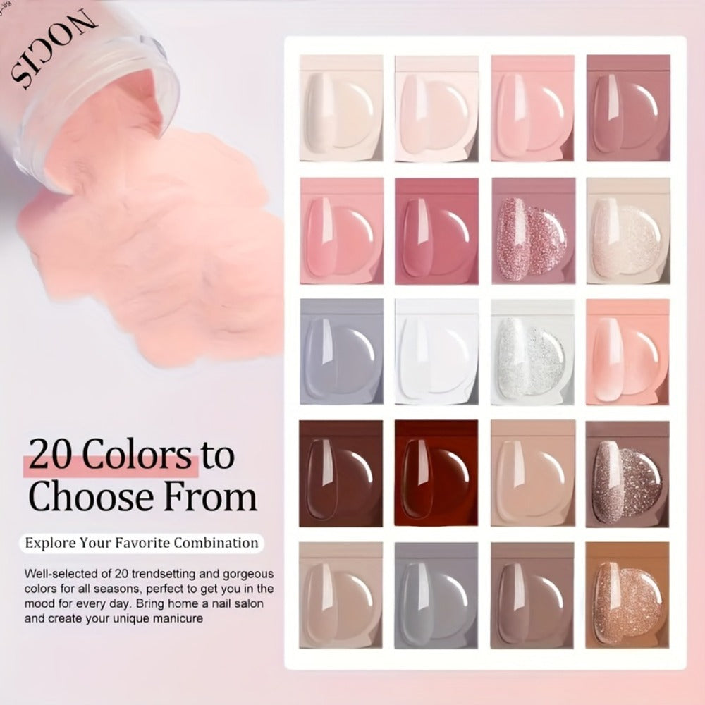 NOCIS 33pcs Dip Powder Nail Set - Sparkling Shades, Activator & Primer for French Manicures, Professional Quality for Home Use - Perfect Gift for Women