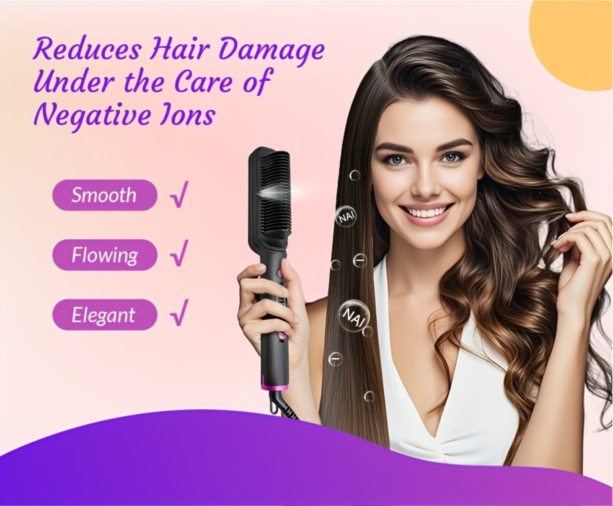 Hair Straightener Brush, Ionic Hair Straightening Brush Flat Iron For Women, Anti-Scald Straightening Comb For Home Salon, Precise Temperature Control, Auto Shuts Off, Holiday Essentials, Gifts For Mother'S Day, Girl Stuff, Wow Hair Products