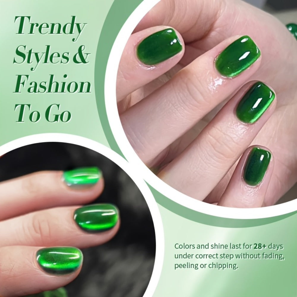 BORN PRETTY 0.34oz Imperial-Green Cat Magnetic Gel LED Soak-Off Gel for DIY Manicure, Long-Lasting, for Women And s
