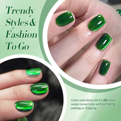 Cat Eye Gel Nail Polish Imperial Green Magnetic Shimmer Effect Soak Off LED UV Long Lasting 30 Days DIY Manicure Nail Art 10ml BORN PRETTY MY269