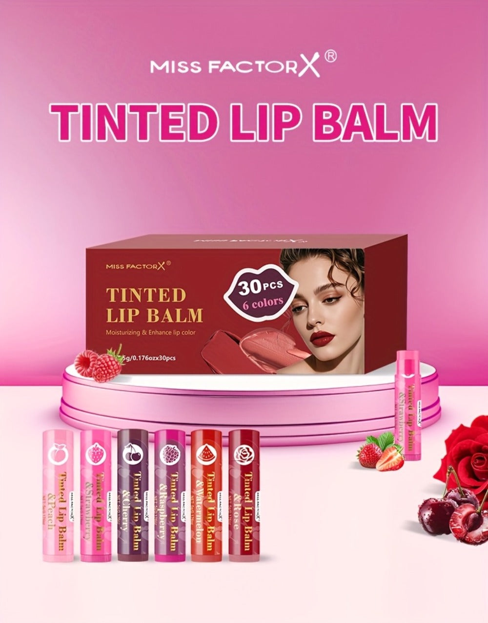 Lip Balm Set Tinted Moisturizing Lip Gloss 30pcs Gift Set - Hydrating Sheer Color Balm with Luminous Shiny Finish for Women Daily Wear & Gifting