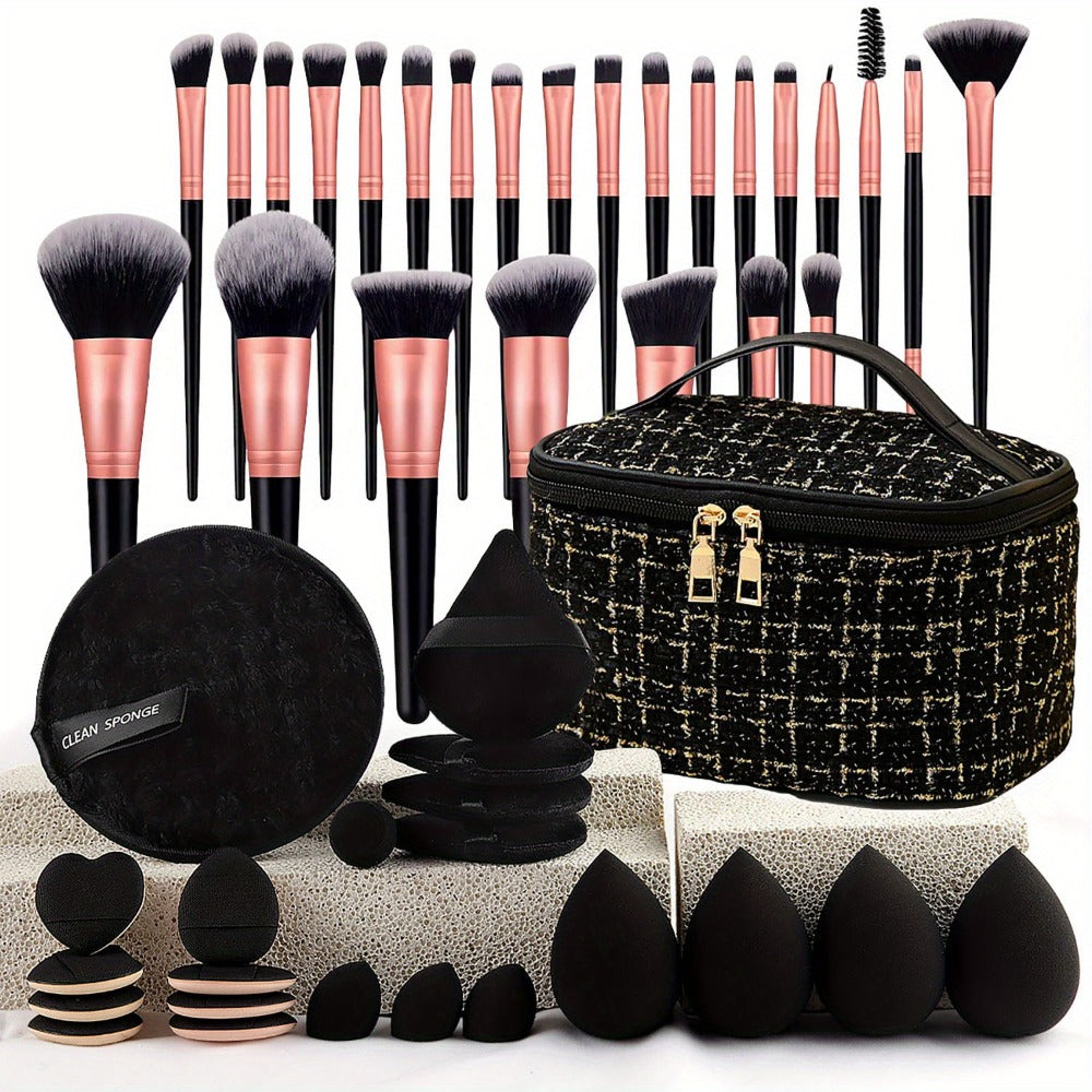 47 Complete Sets Of Cosmetics Brush Tools, Neutral Wash Bag, Moisture Proof Sleeve Butterfly Knot Hair Band Wrist Strap, Gifts for Girls, Perfect Gifts for Christmas, Spring Festival, Thanksgiving, And Halloween