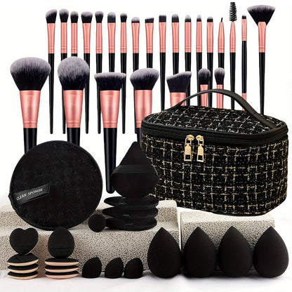 Makeup Brush Set 47Pcs Complete Cosmetic Kit with Wash Bag Moisture-Proof Sleeve Butterfly Hair Band Wrist Strap Beauty Gift Set for Girls Women