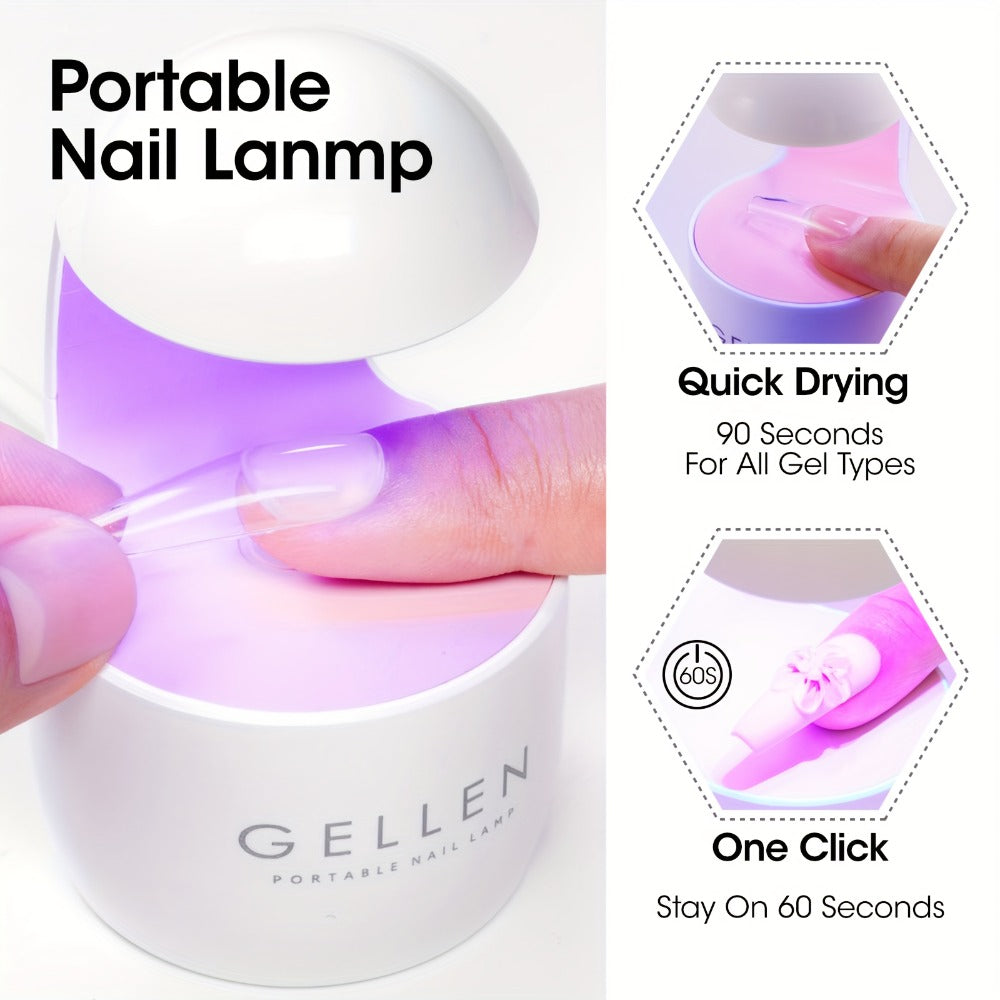 Solid Nail Glue Gel Kit with Mini LED Nail Lamp 8g UV Gel Glue for Acrylic Press On Nails Tips Rhinestones Long-Lasting 28+ Days Salon Home Manicure Gift