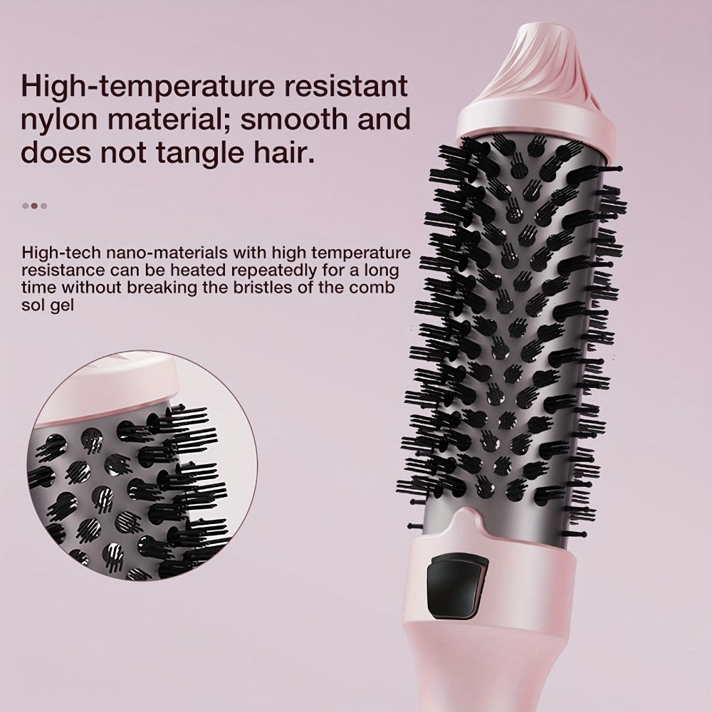 Thermal Air Brush, Straight & Curling 2-in-1 Blowout & Natural Curls, Negative Ion Tech for Frizz-Free, Temp Control & Lightweight for Travel/Gift