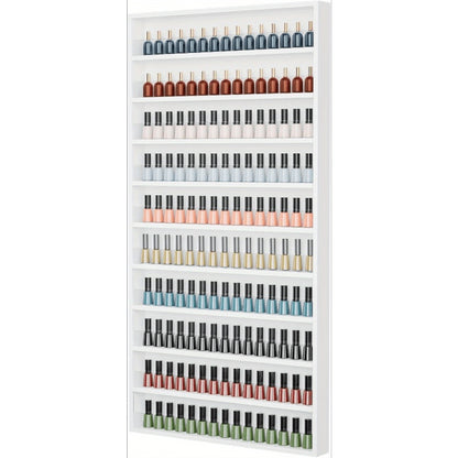 Nail Polish Rack Wall Mount Organizer 6 or 10 Tier with Acrylic Baffle - Salon Display Rack for Nail Polish Storage, Home Spa & Nail Studio, Black White Pink