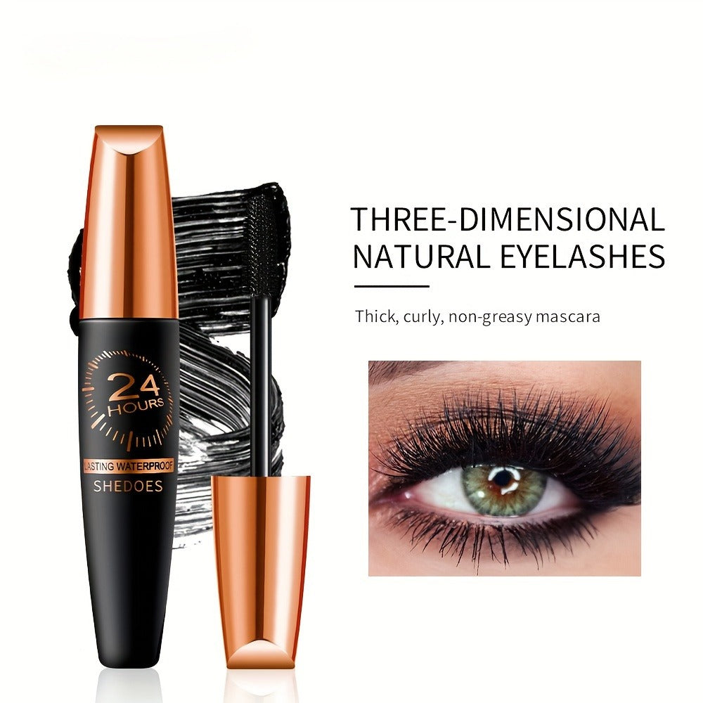 Mascara 3 Pack 8D Volume & Lengthening Formula — Deep Black, Smudge-Proof, Thickening, Plant-Derived Squalane, Warm Water Removable, Long-Lasting Wear for Women