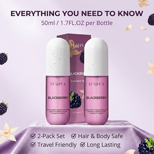 Vanilla Blackberry Perfume Spray for Women, 50ml/ 1.7fl.oz Alcohol-Free Body & Hair Mist, Long-Lasting Deodorant Eau De Toilette with Amber Notes, Ideal Christmas Gift