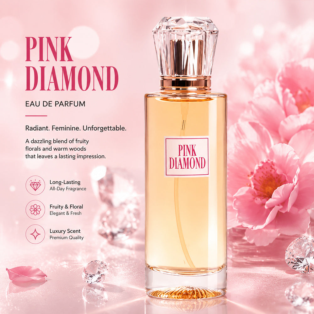 3.4oz PINK DIAMOND Lady's Eau De Parfuma Spray - Long-Lasting - with Aldehyde, Lily, Orange Flavor, Perfect for Daily Wear and Special Occasions