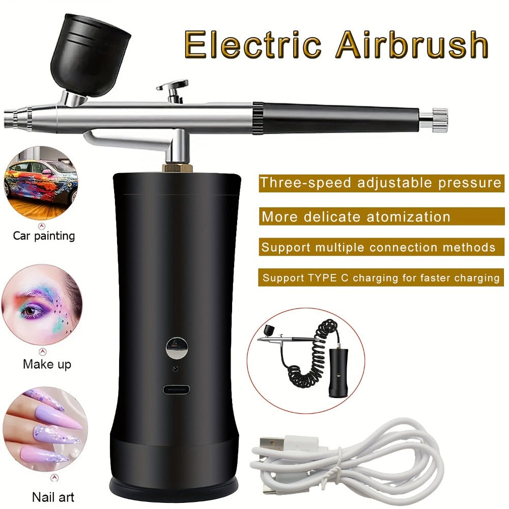 Airbrush Kit with Compressor, Rechargeable Portable Cordless Air Brush Set, Handheld Airbrush Gun Set for Nail Art, Makeup, Painting, Cake Decor