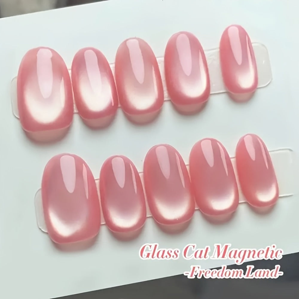 0.51oz Pink Cat Eye Magnetic Gel Nail Polish, Holographic Rainbow Gel Nail Polish, Pink Series, Removable, Suitable for and LED Light Curing Gel Nail Polish, for Nail Art Design, Ideal for Nail Salons and DIY at Home