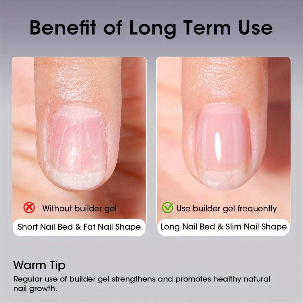 Gellen Clear 5-In-1 Hema-Free Builder Gel for Nails, 0.68oz for Nail Strengthener in a Bottle, for Nail Extension Hard Gel, Soak Off Long-Lasting Light, Base Coat Top Coat Needed