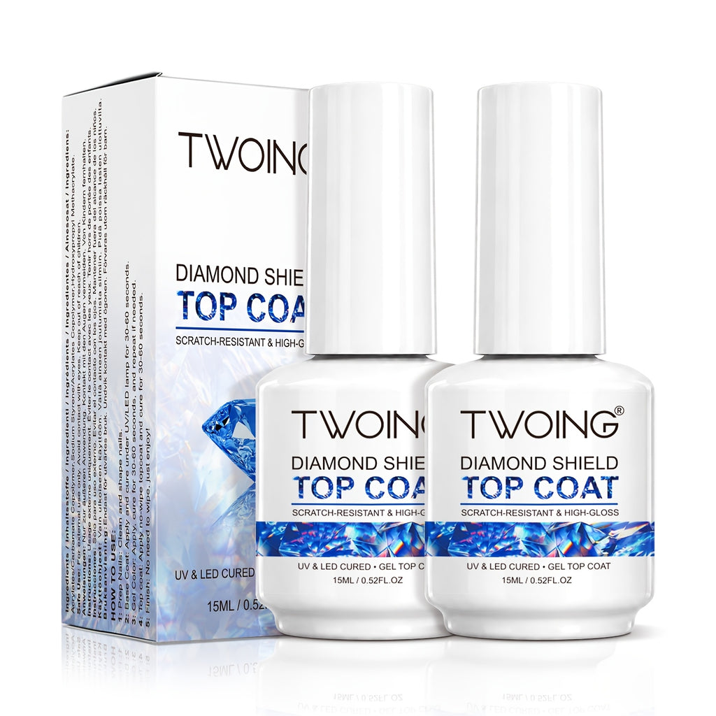 Diamond Shine No-Wipe Gel Top Coat - 0.51oz /LED Soak-Off, High Gloss, Long-Lasting, Scratch-Resistant, Crystal Clear Finish, Professional Nail Art Sealer For Salon & Manicure