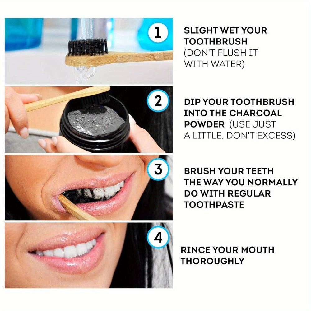 IBeaLee 5D White Activated Charcoal Teeth Powder - 3-Day Fast-Acting Stain Remover for Coffee & Tea, Natural Breath Freshener & Deep Cleaner, with Daily Use for Men & Women, Daily Dental Care, Polished Finish, Brightening Effect
