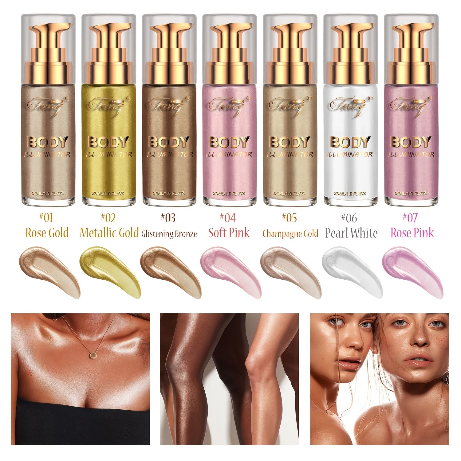 Set of Two Liquid Luminizers That Provide a Moisturizing Shimmer for Both Face And Body, Perfect for Summer Makeup As an All-In-One Highlighter