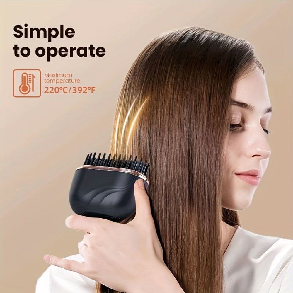 Mini, Compact & Portable Pocket-Sized Straightening Brush, Mini Hot Comb, USB Rechargeable, Mini Flat Iron, Bangs Styling, Lightweight Brush, Compact Design, Durable Construction, Fast, Styling Comb, Perfect for Students Busy Professionals