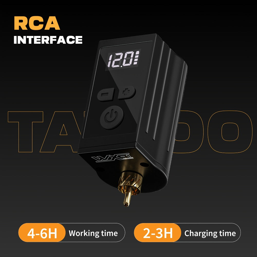 Tattoo Battery Power Supply, 1450Mah Lithium Battery Pack with Display, Tattoo Gun, RCA, Rechargeable Cordless Battery for Tattoo Pen, Rotary Wireless Tattoo Machine Additions As Gift, Body Art Makeup Gift