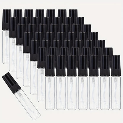 Mini Glass Spray Bottles 5ml 50 Pack Fine Mist Atomiser Empty Refillable Travel Perfume Bottles Black for Perfume Cologne Essential Oil Cosmetics Toiletries