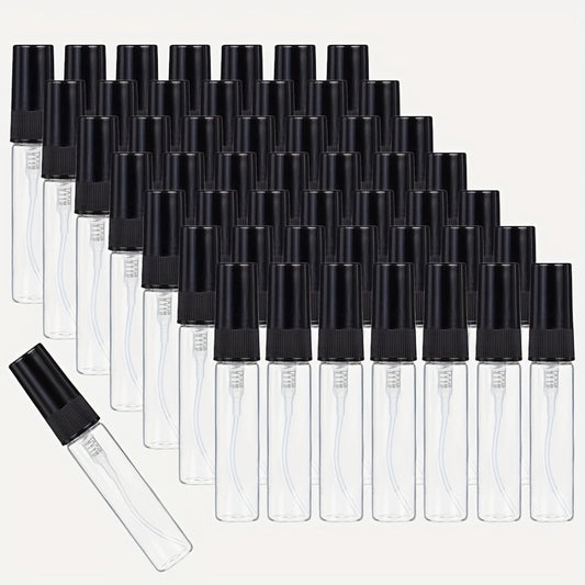Mini Glass Spray Bottles 5ml 50 Pack Fine Mist Atomiser Empty Refillable Travel Perfume Bottles Black for Perfume Cologne Essential Oil Cosmetics Toiletries