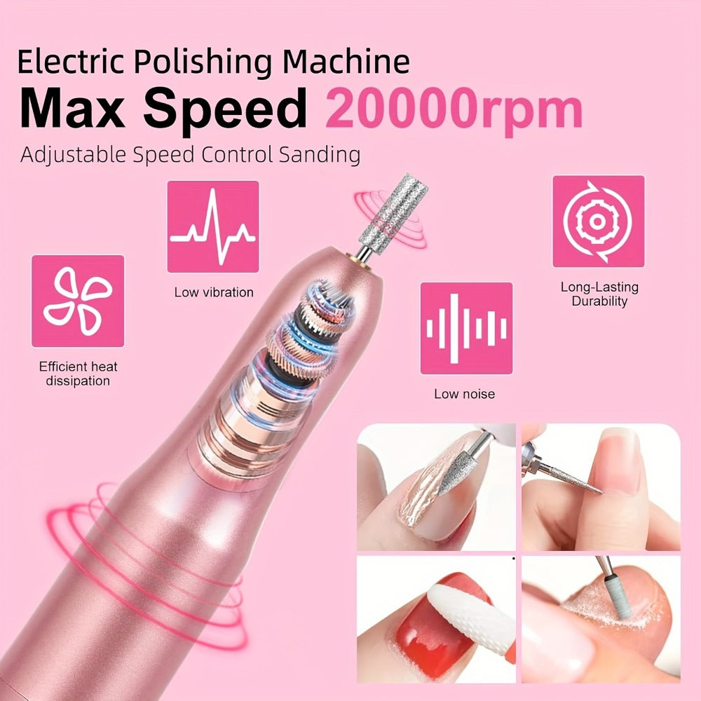 A Complete Acrylic Nail Kit That Includes a Drill And Light, Featuring Colored Acrylic Powders And All Necessary Tools for Beginners to Create Beautiful Nail Designs.