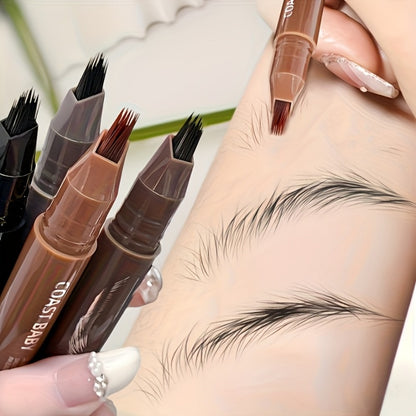 Eyebrow Pencil 2-Pack Multi-Fork Tip – Waterproof 4 Color Brow Pen for Natural Hair Stroke Effect, Hairline Filler & Long-Lasting Wear