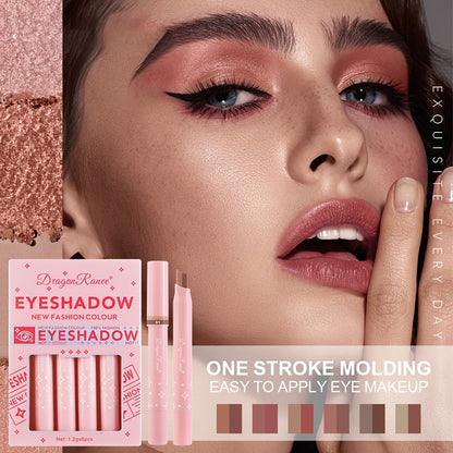 Eyeshadow Stick Set 6pcs Two-Color Dual-Ended Waterproof Eye Shadow Pencil - Non-Fading Smudge-Proof Blendable Shimmer Matte Eyeshadow for Beginners Gift