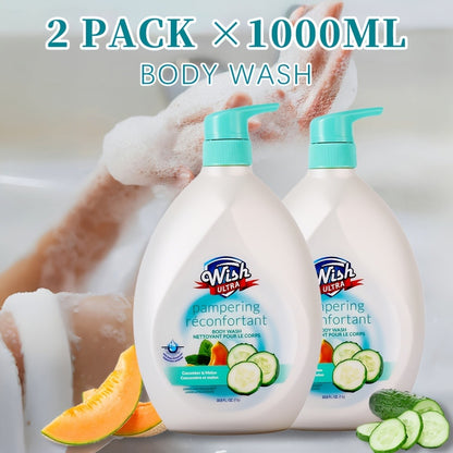 Moisturizing Body Wash 2-Pack 33.8 fl oz — Long-Lasting Scent, Deep Cleansing Shower Gel for Men & Women, All Skin Types, Available in Cucumber, Milky, Mango & Peach Fragrances