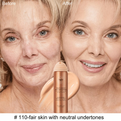Liquid Foundation Spray with Brush 2PCS Matte Finish Panthenol & Hyaluronic Acid for Sensitive Dry Mature Skin Non-Sticky Natural Flawless Coverage Women