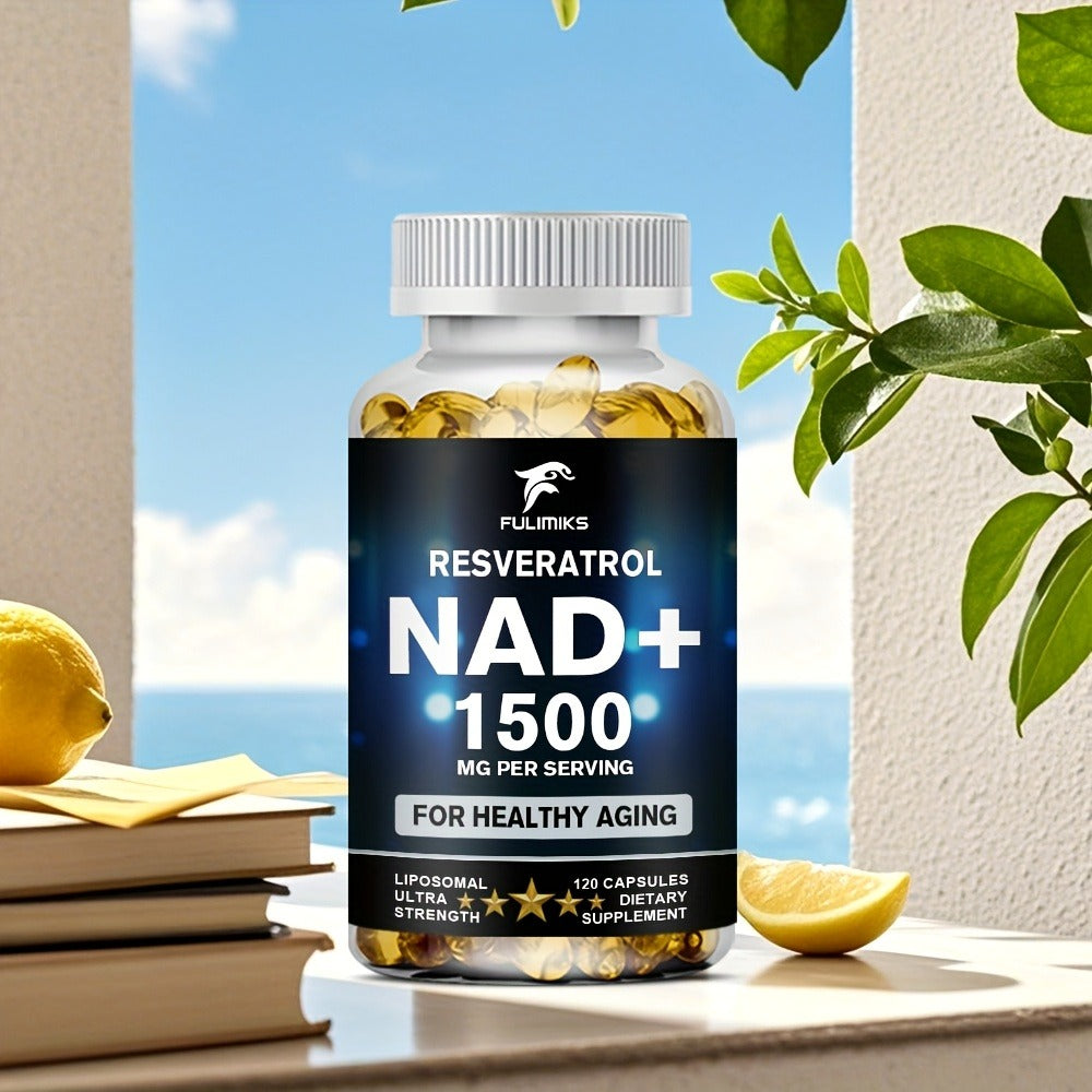 120 NAD+ Supplement Capsules with Resveratrol | Daily Vitality, for Men and Women, Brand: FULIMIKS