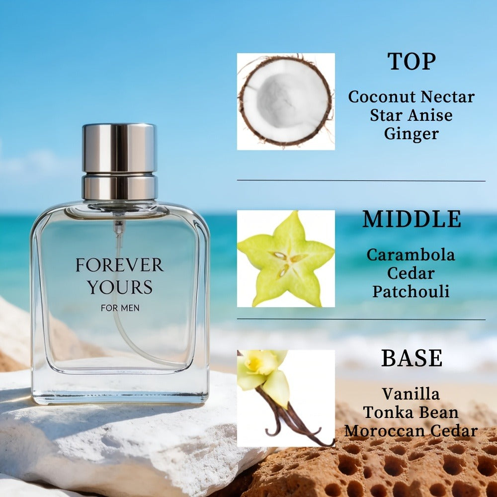 Men's Eau de Toilette Spray 3.4oz 100ml - Amber Fragrance for Men with Coconut Nectar Star Anise Ginger - Long Lasting EDT Cologne