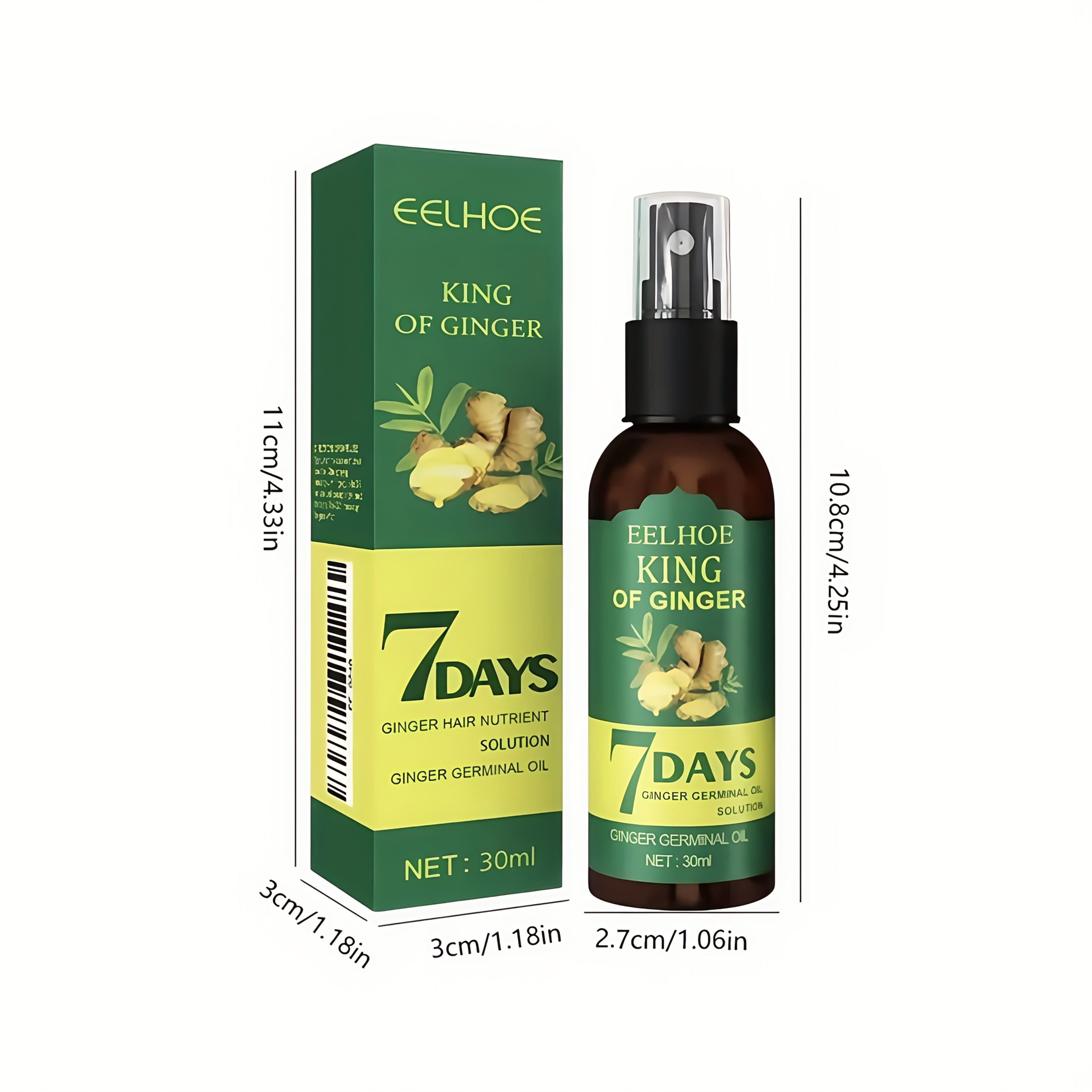 6pcs Seven-Day Moisturizing Ginger Hair Oil Spray, Suitable for Dry, Frizzy, And Curly Hair, Making It Easier to Comb, Nourishing, Gentle on The Skin, And Suitable for All Hair Types. Enhances Overall Texture