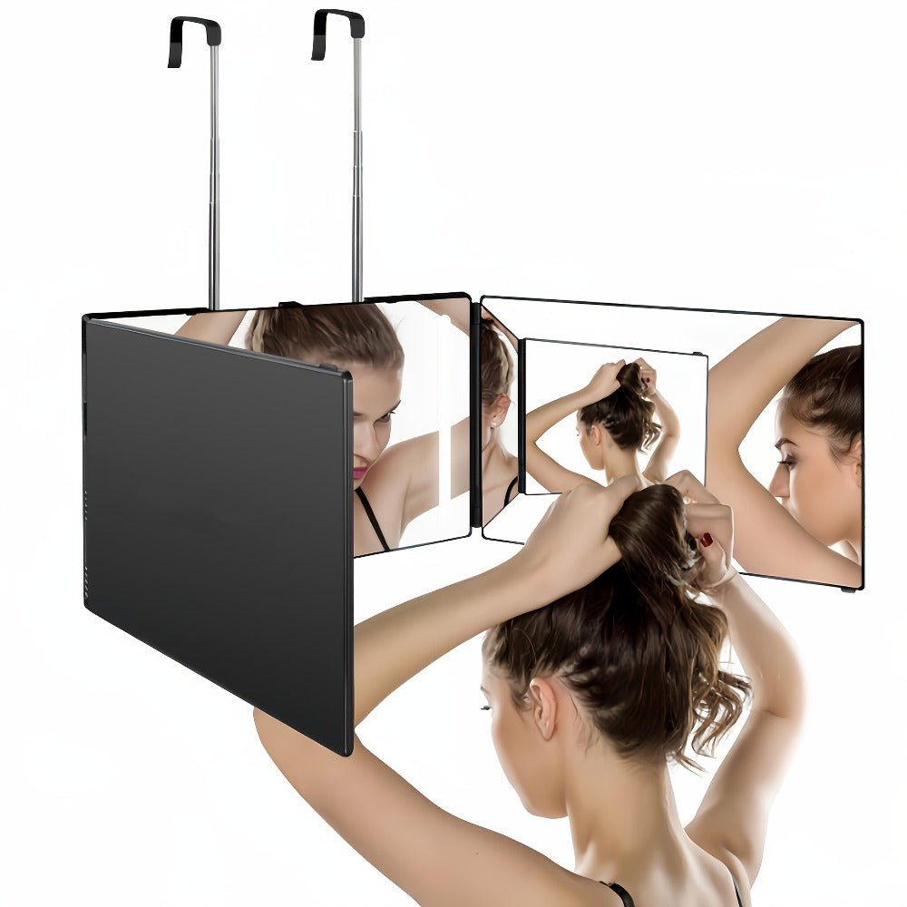 360-Degree Viewing Angle Hair Cutting Mirror, 3-Way Self Haircut Mirror with Clear Anti-Fog HD Glass, USB Rechargeable, Beauty And Personal Care, Barber's Mirror, An Ideal Choice for Gifts, Wedding Makeup Mirror Which Can Illuminate Your Beauty