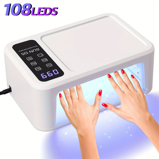 LED Nail Lamp for Two Hands, Not Rechargeable Gel Lamp Professional Nail Light Dryer with Removable Plate 2in 1 Blue & Red Light 4 Timers Auto Sensor Fast for Home & Salon DIY Manicure